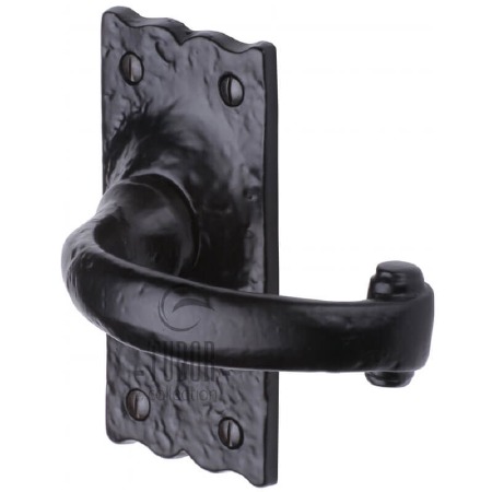Heritage Tudor Colonial Short Lever Latch Door Handles TC310 Black Ironwork