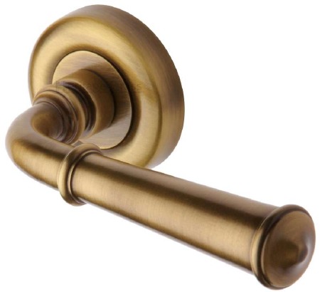 Heritage Colonial Round Rose Door Handles V1932 Antique Brass Lacq