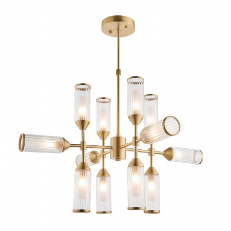 Corscombe 12 Light Ribbed Pendant Satin Brass