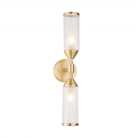 Corscombe 2 Light Ribbed Wall Light Satin Brass