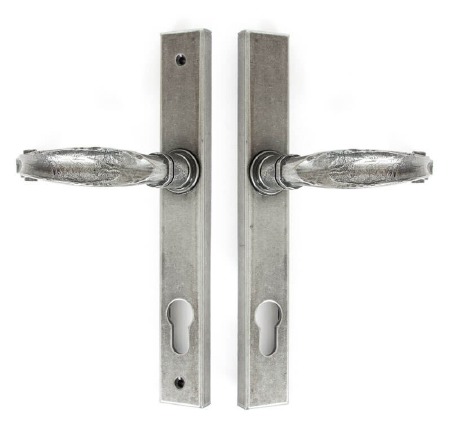 From The Anvil Slim Cottage Espagnolette Door Handles Pewter