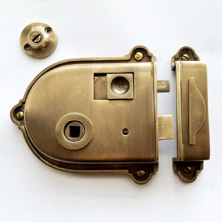 Countesthorpe Rim Latch 4" with Emergency Release Antique Satin Brass