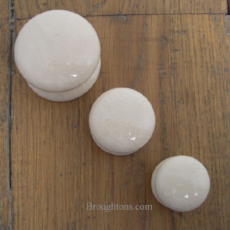 Crackle Porcelain Cupboard Door Knob White 50mm