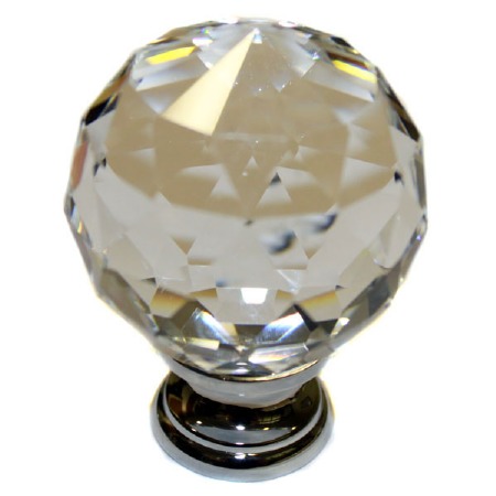 Crystal Cupboard Door Knob 40mm Polished Chrome