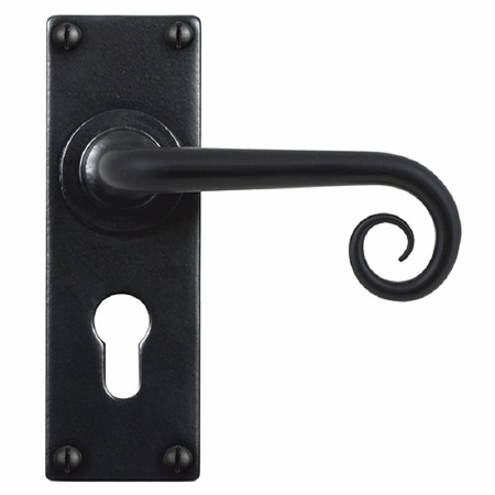 Stonebridge Curl Lever Euro Door Handle Armor Coat Flat Black