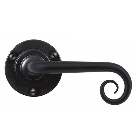 Stonebridge Curl Round Rose Door Handle Armor Coat Flat Black
