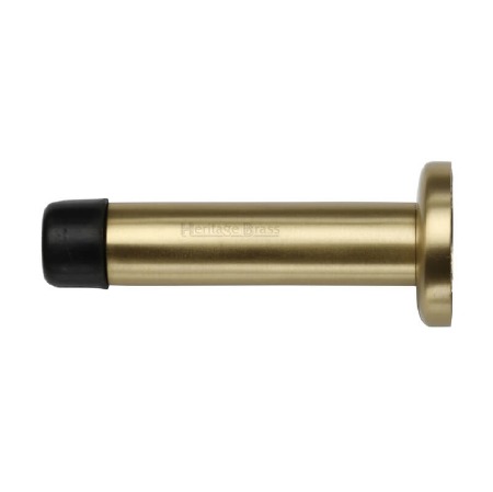 Heritage Cylinder Wall Mounted Door Stop with Rose V1192 64 Satin Brass