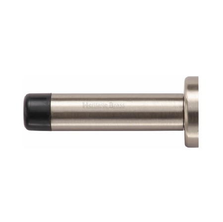 Heritage Cylinder Wall Mounted Door Stop with Rose V1192 64 Satin Nickel