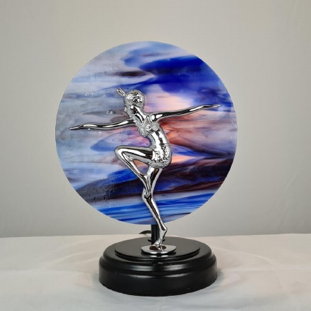 Dakota Art Deco Table Lamp Blue & Chrome