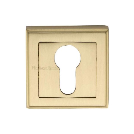 Heritage DEC7020 Square Euro Escutcheon Satin Brass Lacquered
