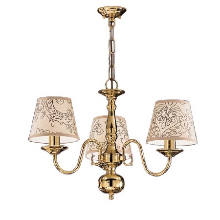 Flemish Chandelier Light 3 Lights Polished Brass