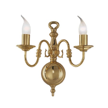 Flemish Double Wall Light Large Polished Brass