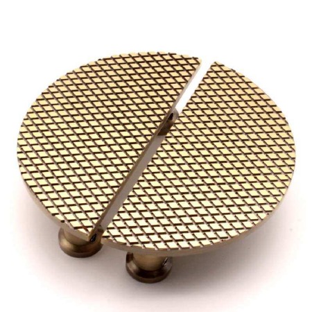 Diamond Pattern Half Moon Cabinet Handles Antique Brass Lacquered