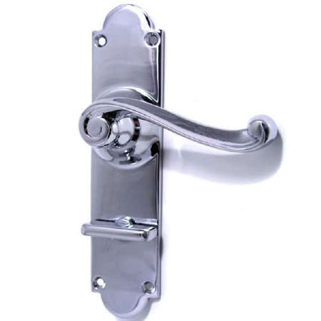 Aston Victorian Scroll Bathroom Door Handles Polished Chrome