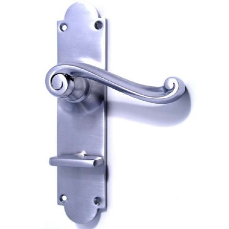 Aston Victorian Scroll Bathroom Door Handles Satin Chrome