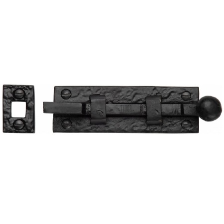 Heritage Tudor Door Bolt Necked TC169 102mm Black Ironwork