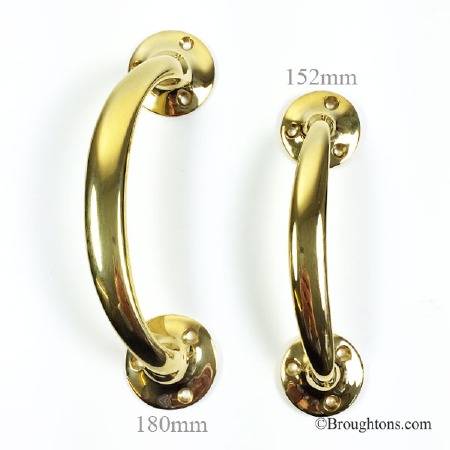 Aston Offset Door Pull Handle 152mm Polished Brass Unlacquered