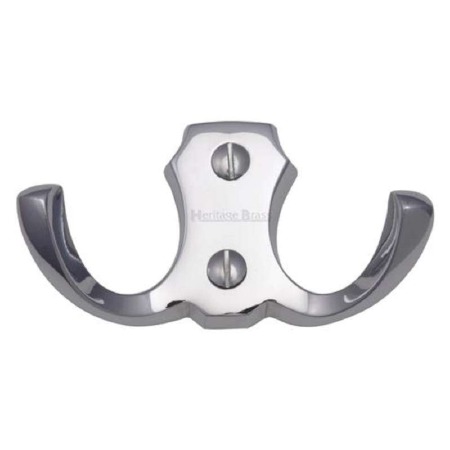 Heritage Double Robe Hook V1062 Polished Chrome