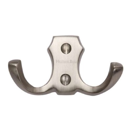 Heritage Double Robe Hook V1062 Satin Nickel