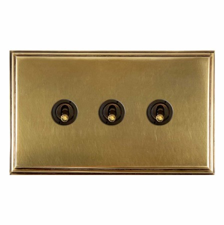 Edwardian Dolly Switch 3 Gang Antique Satin Brass