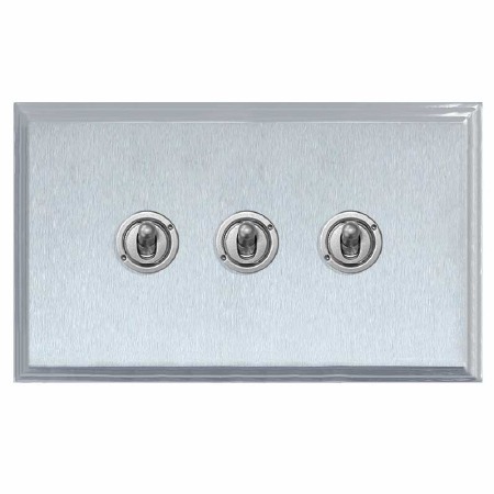 Edwardian Dolly Switch 3 Gang Satin Chrome