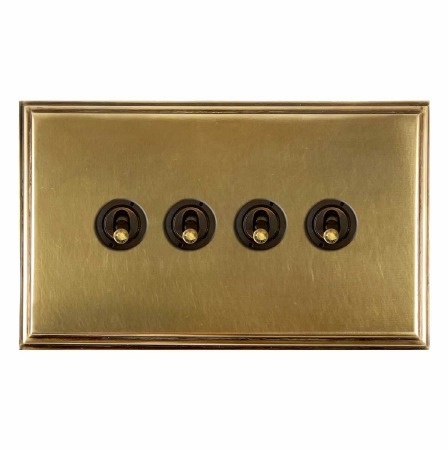 Edwardian Dolly Switch 4 Gang Antique Satin Brass