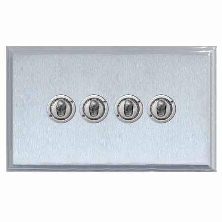 Edwardian Dolly Switch 4 Gang Satin Chrome