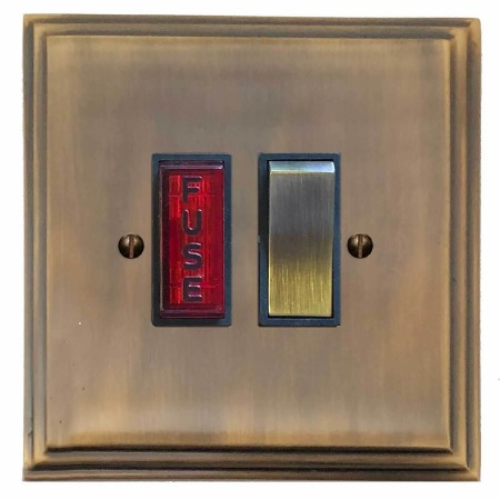 Edwardian Switched Fused Spur Illuminated Antique Brass Lacquered