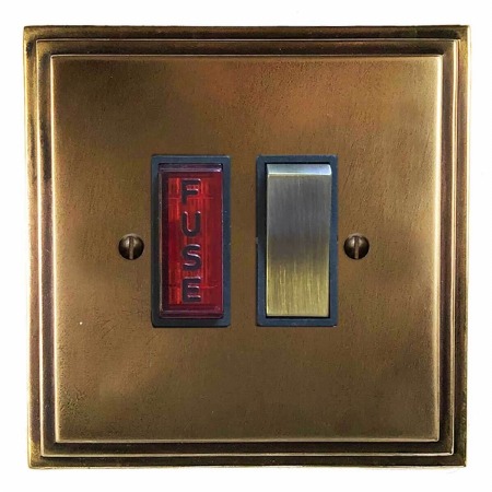 Edwardian Switched Fused Spur Illuminated Hand Aged Brass