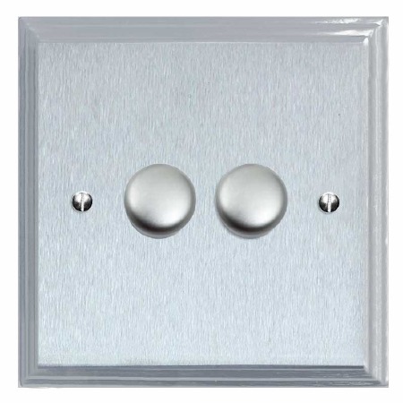 Edwardian Dimmer Switch 2 Gang Satin Chrome