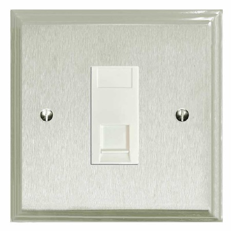 Edwardian Telephone Socket Secondary Satin Nickel