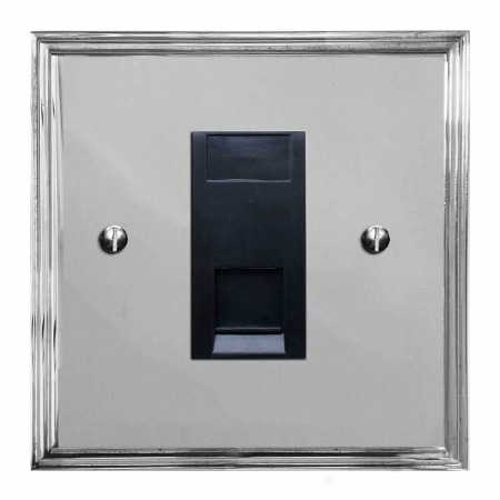 Edwardian Telephone Socket Secondary Polished Chrome & Black Trim