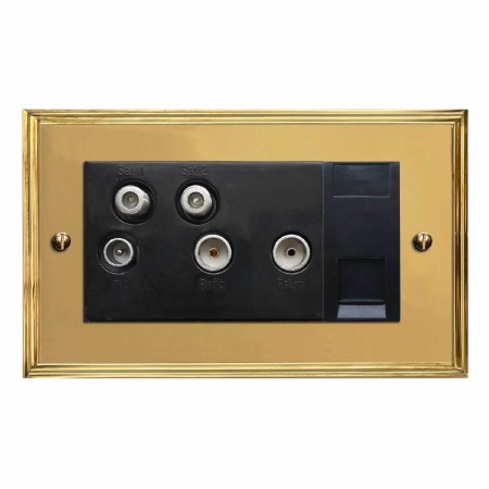 Edwardian Sky+ Socket Polished Brass Unlacquered