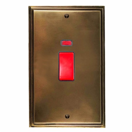 Edwardian Vertical Cooker Switch Hand Aged Brass