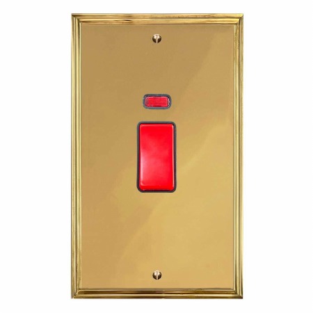 Edwardian Vertical Cooker Switch Polished Brass Unlacquered