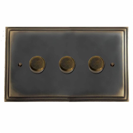 Edwardian Dimmer Switch 3 Gang Dark Antique Relief