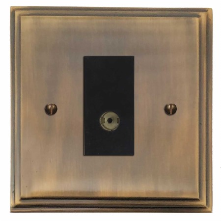 Edwardian TV Socket Outlet Antique Brass Lacquered