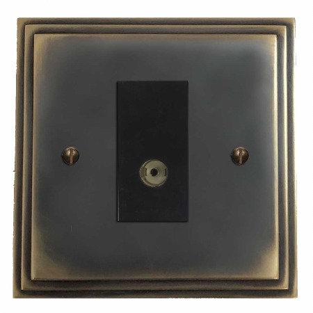 Edwardian TV Socket Outlet Dark Antique Relief