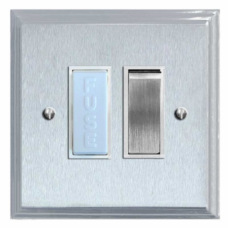 Edwardian Switched Fused Spur Satin Chrome & White Trim