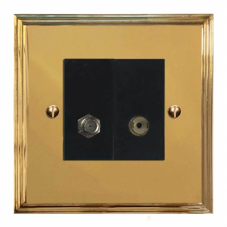 Edwardian Satellite & TV Socket Outlet Polished Brass Unlacquered