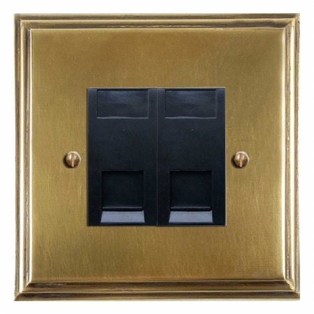 Edwardian Telephone Socket Secondary 2 Gang Antique Satin Brass