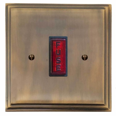 Edwardian Fused Spur Connection Unit Illuminated Indicator Antique Brass Lacquered