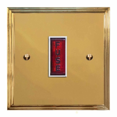 Edwardian Fused Spur Connection Unit Illuminated Indicator Polished Brass Lacquered & White Trim
