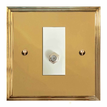 Edwardian Satellite Socket Polished Brass Lacquered & White Trim