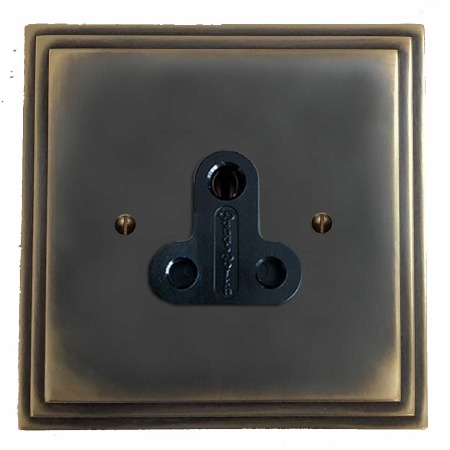 Edwardian Lighting Socket Round Pin 5A Dark Antique Relief