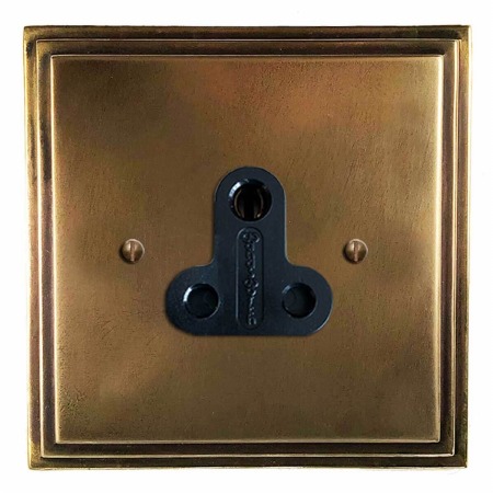 Edwardian Lighting Socket Round Pin 5A Hand Aged Brass