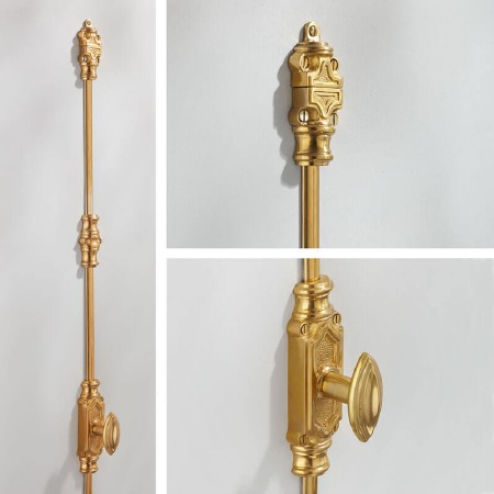 Edwardian Espagnolette Bolt Polished Brass Unlacquered