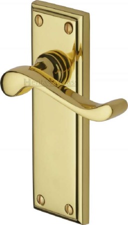 Heritage Edwardian Door Handles W3213 Polished Brass Lacquered