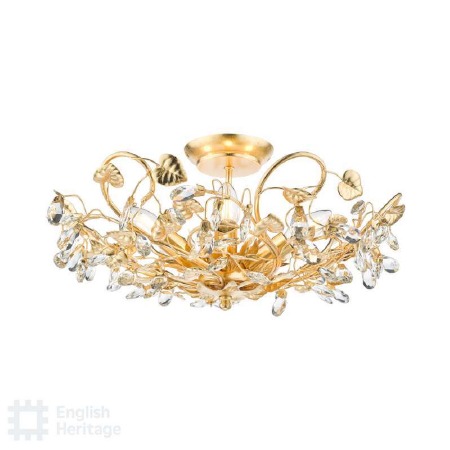 Audley End Semi Flush Pendant Gold Leaf & Crystal