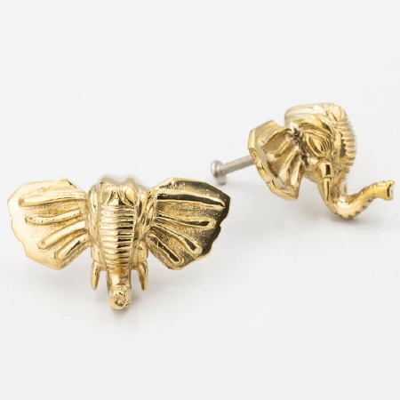 Elephant Cupboard Knob Brass